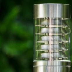 hofstein Lampadaire Dakar Acier inoxydable, 1 lumière, Détecteur de mouvement