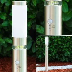 hofstein Lampadaire d'extérieur Avize Acier inoxydable, 1 lumière, Détecteur de mouvement