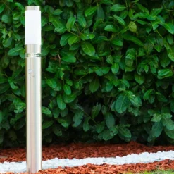 hofstein Lampadaire d'extérieur Avize Acier inoxydable, 1 lumière, Détecteur de mouvement