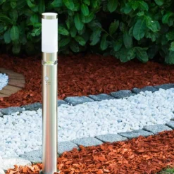 hofstein Lampadaire d'extérieur Avize Acier inoxydable, 1 lumière, Détecteur de mouvement