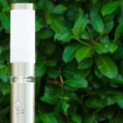 hofstein Lampadaire d'extérieur Avize Acier inoxydable, 1 lumière, Détecteur de mouvement