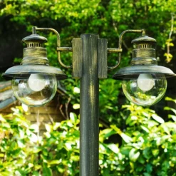 Luminaires Rustiques-hofstein Lampadaire d'extérieur Brilliant Artu Or, Noir, 2 lumières