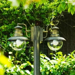 Luminaires Rustiques-hofstein Lampadaire d'extérieur Brilliant Artu Or, Noir, 2 lumières