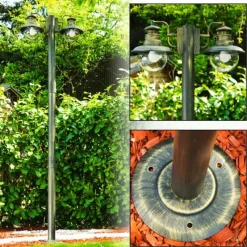 Luminaires Rustiques-hofstein Lampadaire d'extérieur Brilliant Artu Or, Noir, 2 lumières