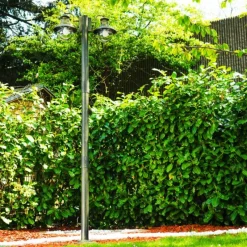 Luminaires Rustiques-hofstein Lampadaire d'extérieur Brilliant Artu Or, Noir, 2 lumières