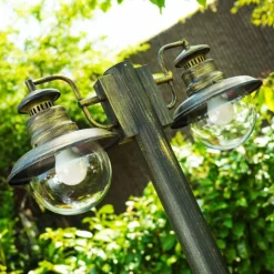 Luminaires Rustiques-hofstein Lampadaire d'extérieur Brilliant Artu Or, Noir, 2 lumières