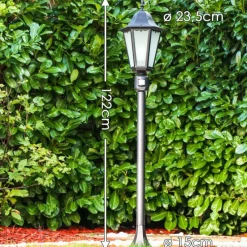 Luminaires Rustiques-hofstein Lampadaire d'extérieur Hongkong Frost Noir, Détecteur de mouvement