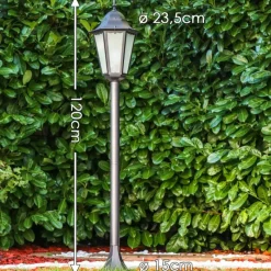 Luminaires Rustiques-hofstein Lampadaire d'extérieur Hongkong Frost Noir, 1 lumière