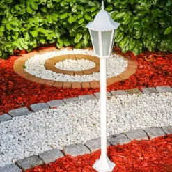 Luminaires Rustiques-hofstein Lampadaire d'extérieur Hongkong Frost Blanc, 1 lumière