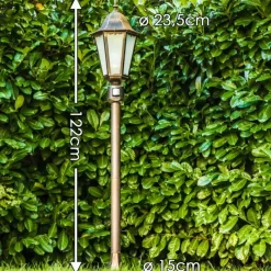 Luminaires Rustiques-hofstein Lampadaire d'extérieur Hongkong Frost Brun doré, 1 lumière, Détecteur de mouvement