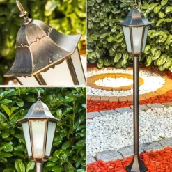 Luminaires Rustiques-hofstein Lampadaire d'extérieur Hongkong Frost Brun doré, 1 lumière