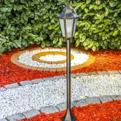 Luminaires Rustiques-hofstein Lampadaire d'extérieur Hongkong Frost Brun doré, 1 lumière