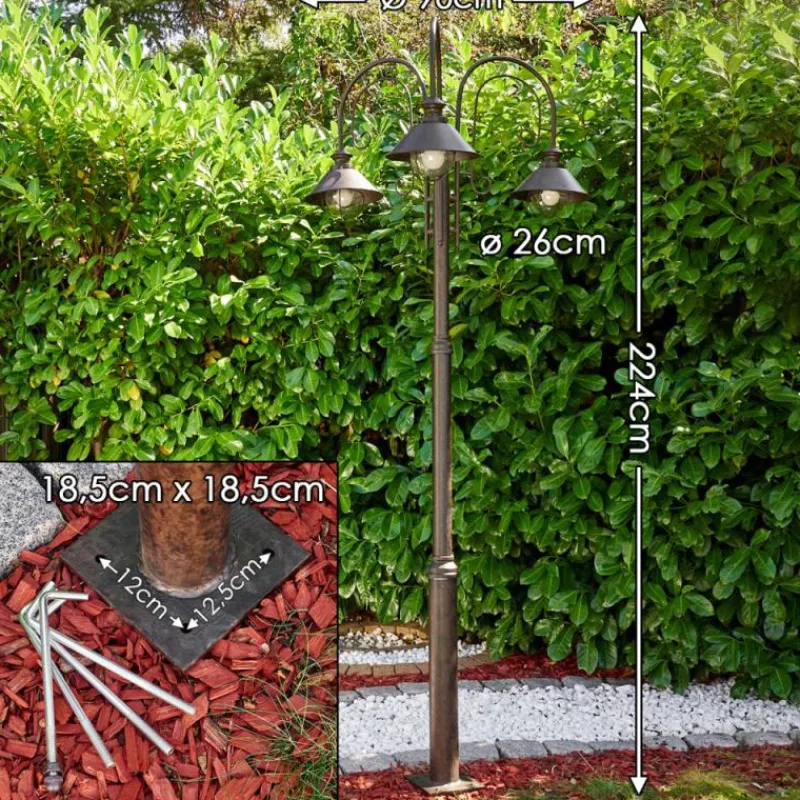 hofstein Lampadaire d'extérieur Lohja Rouille, 3 lumières