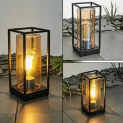 Lampes Vintages & Rétros-hofstein Lampadaire d'extérieur Palanga Noir, 1 lumière