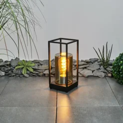 Suspension Verre Fumé-hofstein Lampadaire d'extérieur Palanga Noir, 1 lumière