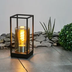 Suspension Verre Fumé-hofstein Lampadaire d'extérieur Palanga Noir, 1 lumière