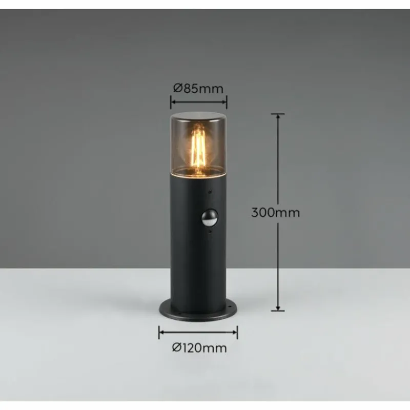 Luminaires Trio Lampadaire d'extérieur Trio HOOSIC Noir, 1 lumière, Détecteur de mouvement