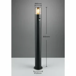 Luminaires Trio Lampadaire d'extérieur Trio HOOSIC Noir, 1 lumière, Détecteur de mouvement