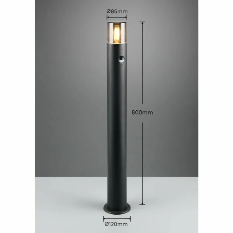 Luminaires Trio Lampadaire d'extérieur Trio HOOSIC Noir, 1 lumière, Détecteur de mouvement