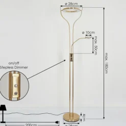 hofstein Lampadaire Donna LED Laiton, 2 lumières