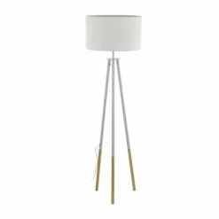 Lampes En Tissu-Luminaires Eglo Lampadaire Eglo BIDFORD Brun, Blanc, 1 lumière