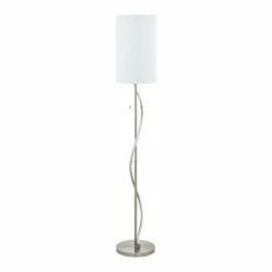 Lampes En Tissu-Luminaires Eglo Lampadaire EGLO ESPARTAL Aluminium, Nickel mat, 2 lumières