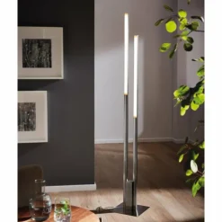 Luminaires Eglo Lampadaire Eglo FRAIOLI-Z LED Nickel mat, 2 lumières, Changeur de couleurs