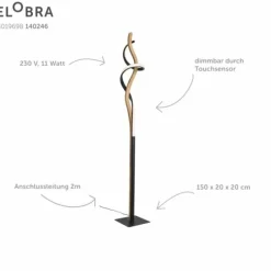 Lampes En Bois-Luminaires Elobra Lampadaire Elobra Argentina LED Écru, Noir, 1 lumière