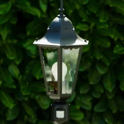 Luminaires Rustiques-hofstein Lampadaire extérieur Bristol Noir, 1 lumière, Détecteur de mouvement