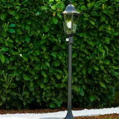 Luminaires Rustiques-hofstein Lampadaire extérieur Bristol Noir, 1 lumière, Détecteur de mouvement