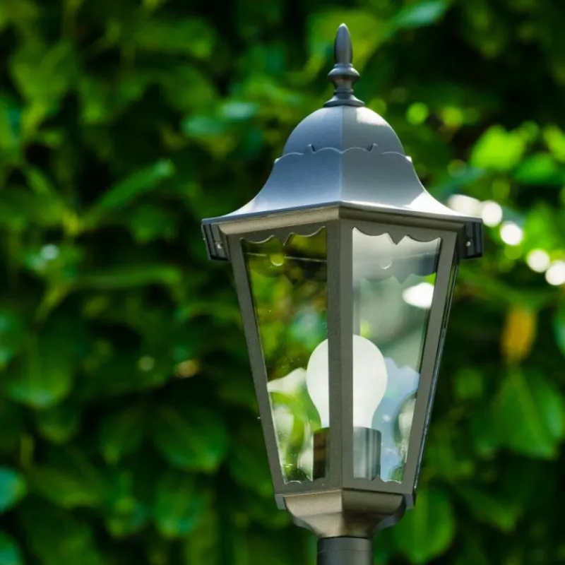 Luminaires Rustiques-hofstein Lampadaire extérieur Bristol Noir, Transparent, 1 lumière