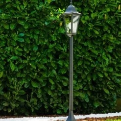 Luminaires Rustiques-hofstein Lampadaire extérieur Bristol Noir, Transparent, 1 lumière