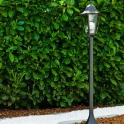 Luminaires Rustiques-hofstein Lampadaire extérieur Bristol Noir, Transparent, 1 lumière