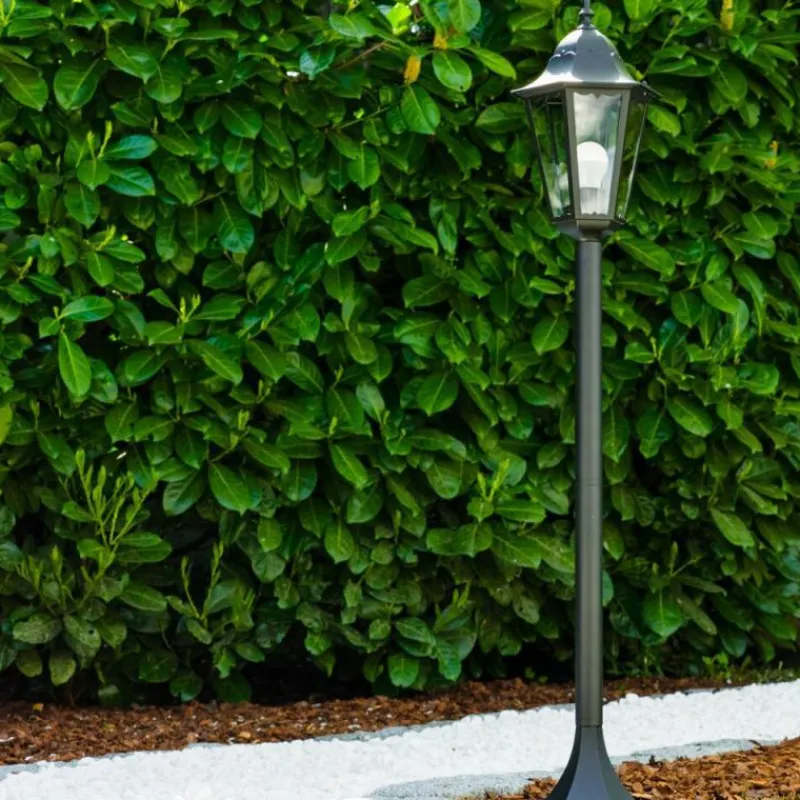 Luminaires Rustiques-hofstein Lampadaire extérieur Bristol Noir, Transparent, 1 lumière