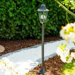 Luminaires Rustiques-hofstein Lampadaire extérieur Bristol Noir, Transparent, 1 lumière