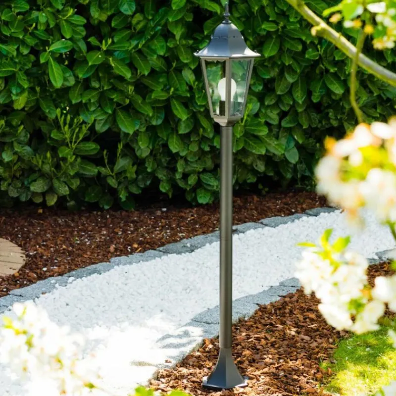 Luminaires Rustiques-hofstein Lampadaire extérieur Bristol Noir, Transparent, 1 lumière