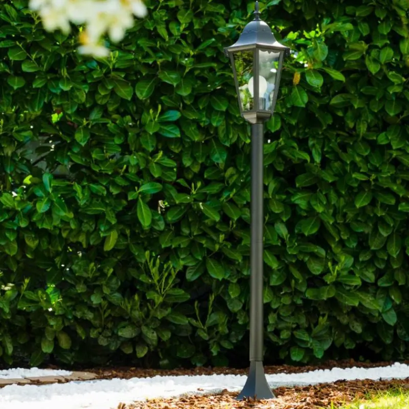 Luminaires Rustiques-hofstein Lampadaire extérieur Bristol Noir, Transparent, 1 lumière