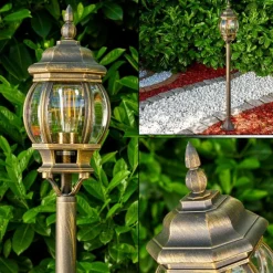 Luminaires Rustiques-hofstein Lampadaire extérieur Lentua Brun doré, 1 lumière