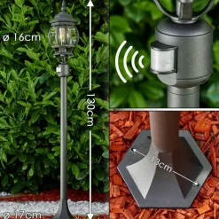 Luminaires Rustiques-hofstein Lampadaire extérieur Lentua Noir, 1 lumière, Détecteur de mouvement