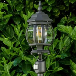 Luminaires Rustiques-hofstein Lampadaire extérieur Lentua Noir, 1 lumière, Détecteur de mouvement