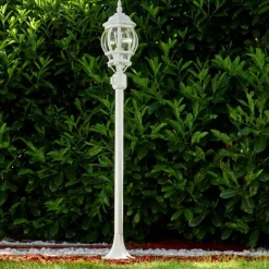 Luminaires Rustiques-hofstein Lampadaire extérieur Lentua Blanc, 1 lumière, Détecteur de mouvement