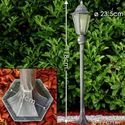 Luminaires Rustiques-hofstein Lampadaire extérieur Lignac Noir, Argenté, 1 lumière, Détecteur de mouvement