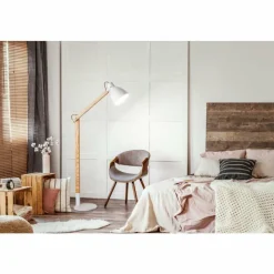 Luminaires Scandinaves-Luminaires Fabas Luce Lampadaire Fabas Luce Sveva Bois clair, Blanc, 1 lumière