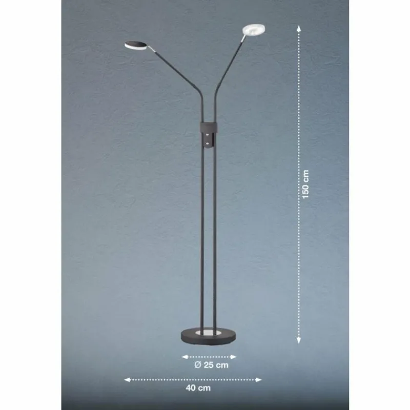 FHL easy Lampadaire Luna LED Noir, 2 lumières* Éclairage Led