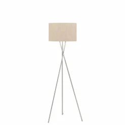 Luminaires Fischer & Honsel Lampadaire Fischer & Honsel Wotan Nickel mat, 3 lumières* Lampadaires Et Lampes Sur Pied