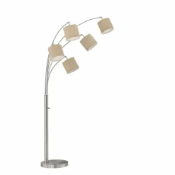 Lampes En Tissu-Luminaires Fischer & Honsel Lampadaire Fischer & Honsel Annecy Nickel mat, 5 lumières