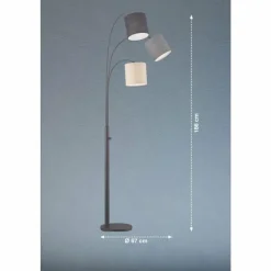 Lampes En Tissu-Luminaires Fischer & Honsel Lampadaire Fischer & Honsel Shade Noir, 3 lumières