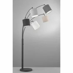 Lampes En Tissu-Luminaires Fischer & Honsel Lampadaire Fischer & Honsel Annecy Noir, 5 lumières