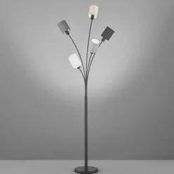 Lampes En Tissu-Luminaires Fischer & Honsel Lampadaire Fischer & Honsel Koi Noir, 5 lumières