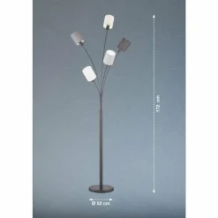 Lampes En Tissu-Luminaires Fischer & Honsel Lampadaire Fischer & Honsel Koi Noir, 5 lumières